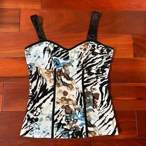 Vintage Y2K Nine West Womens Top Mesh Babydoll Grunge Animal Print Whimsigoth 4